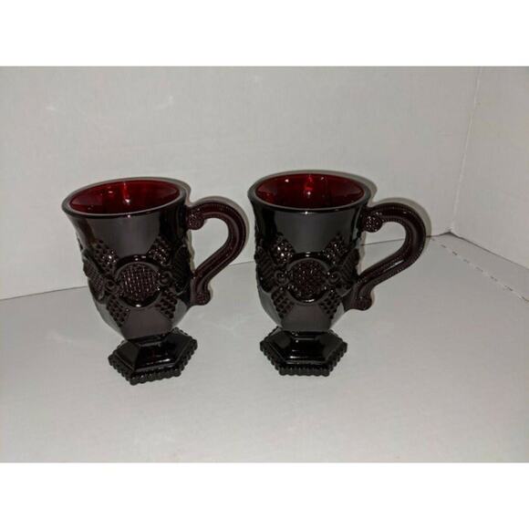 5 Vintage 1990's Avon 1876 Cape Cod Collection Ruby Red Glass Dishes Boxes New - Picture 4 of 6